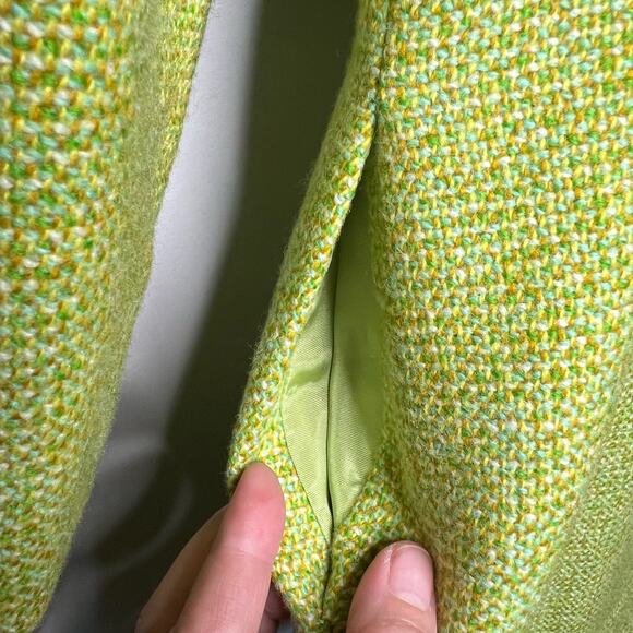 Vintage 60s Childrens Size 7 8 Green Double Breasted Wool Coat Button Front - Picture 10 of 10